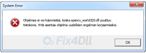 opencv_world320.dll puuttuu