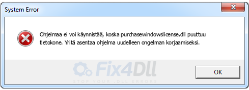 purchasewindowslicense.dll puuttuu