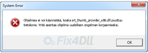 srt_thumb_provider_x86.dll puuttuu