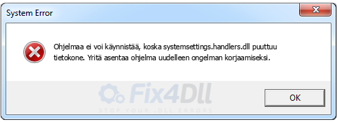 systemsettings.handlers.dll puuttuu