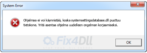 systemsettingsdatabase.dll puuttuu