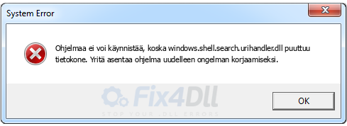 windows.shell.search.urihandler.dll puuttuu