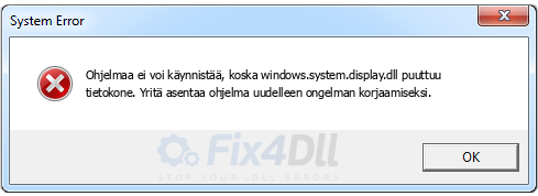 windows.system.display.dll puuttuu